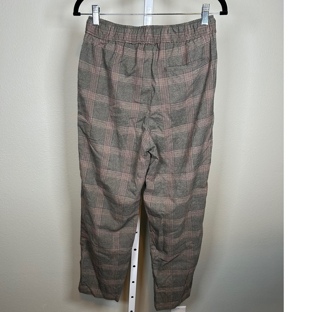 Old Navy Billie Straight Pants Women's Small Brown Plaid High Rise Trousers Fall - Picture 3 of 8